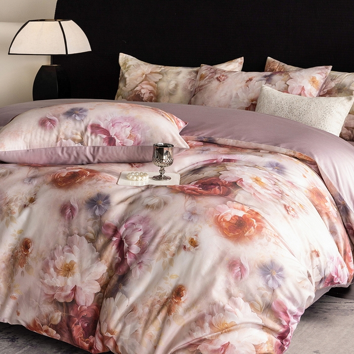 91家纺网 家纺一手货源 找家纺 立奥被业 2025新款60S数码印花四件套四件套 木兰紫