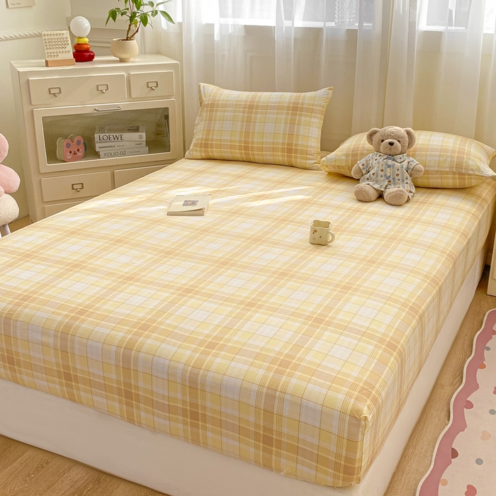 91家纺网 家纺一手货源 找家纺 芷凡家纺 2025新款水洗云朵棉印花床笠 希格文