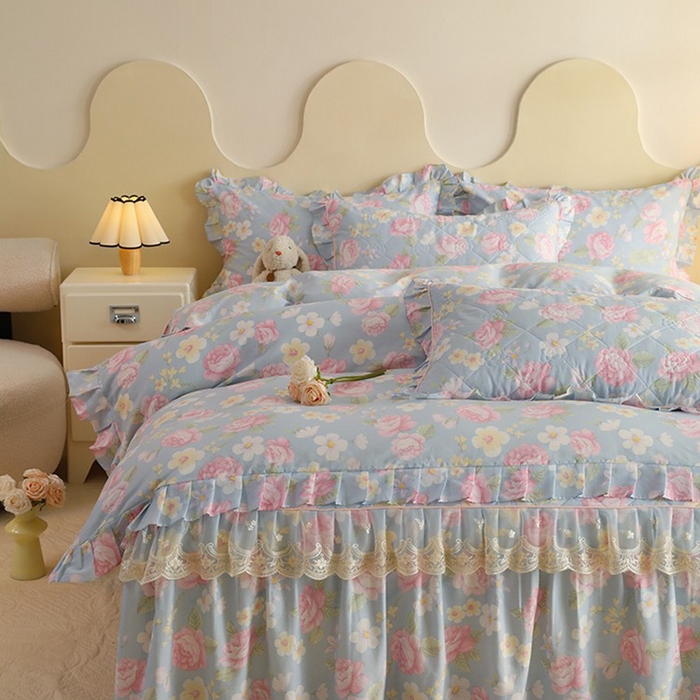 91家纺网 家纺一手货源 找家纺 （总）美达家纺 2025新款全棉印花半夹棉床裙四件套