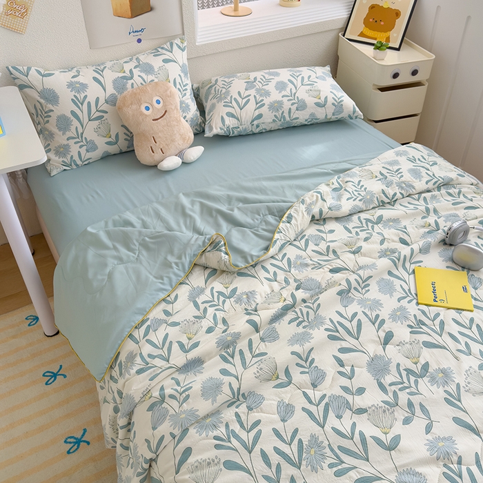 91家纺网 家纺一手货源 找家纺 老帅2025A类水洗双层纱夏被夏凉被空调被被芯直播爆款（有买家秀）绿风铃