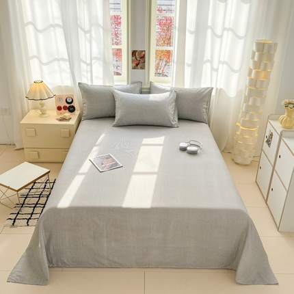 眠博士2025新款全棉双层纱床单 双层纱床单-浅灰条