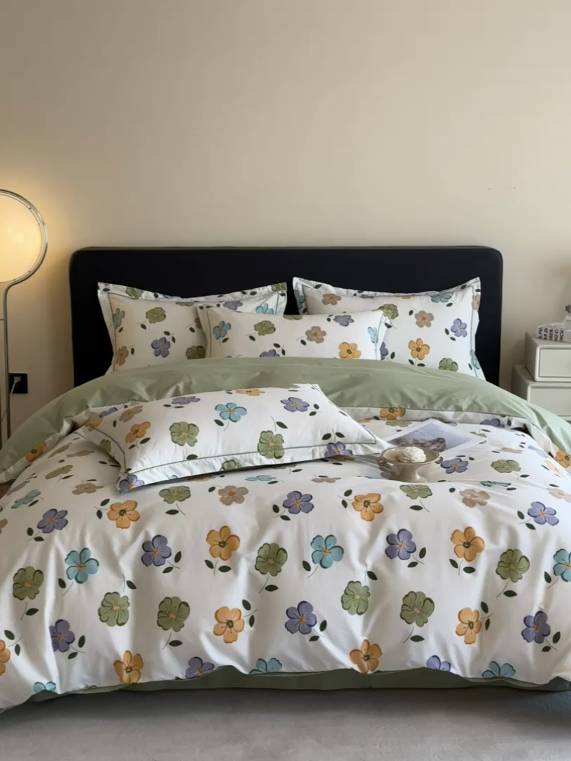 91家纺网 家纺一手货源 找家纺 格里芬家纺 2025新款全棉四件套13376纯棉印花四件套 心随花开