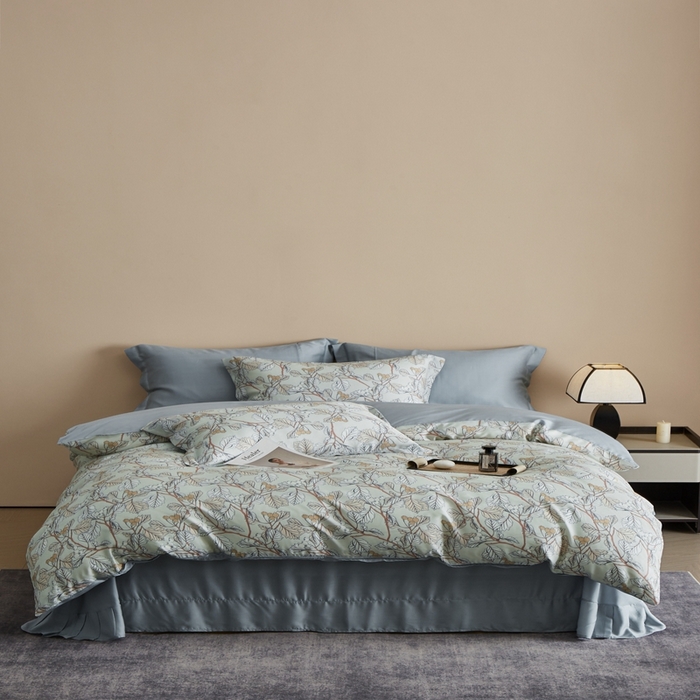 91家纺网 家纺一手货源 找家纺 顾家家居 2025新款莱塞尔数码印花四件套 蔓艺