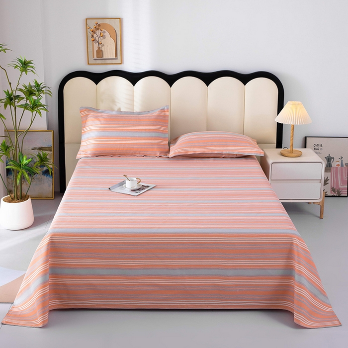 91家纺网 家纺一手货源 找家纺 帛洵2025新款原棉老粗布床单 灰玉条纹