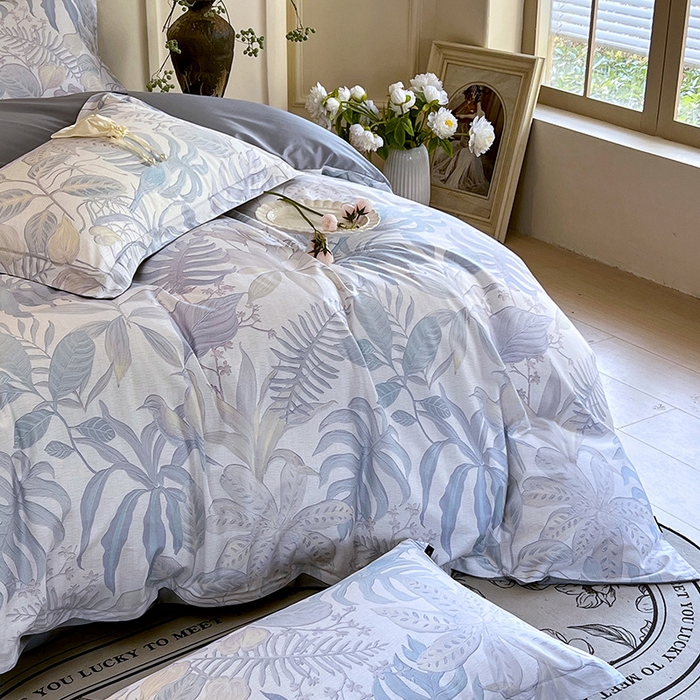 91家纺网 家纺一手货源 找家纺 梧桐树 2025新款100%全棉60S长绒棉套件 S21深海秘境-紫