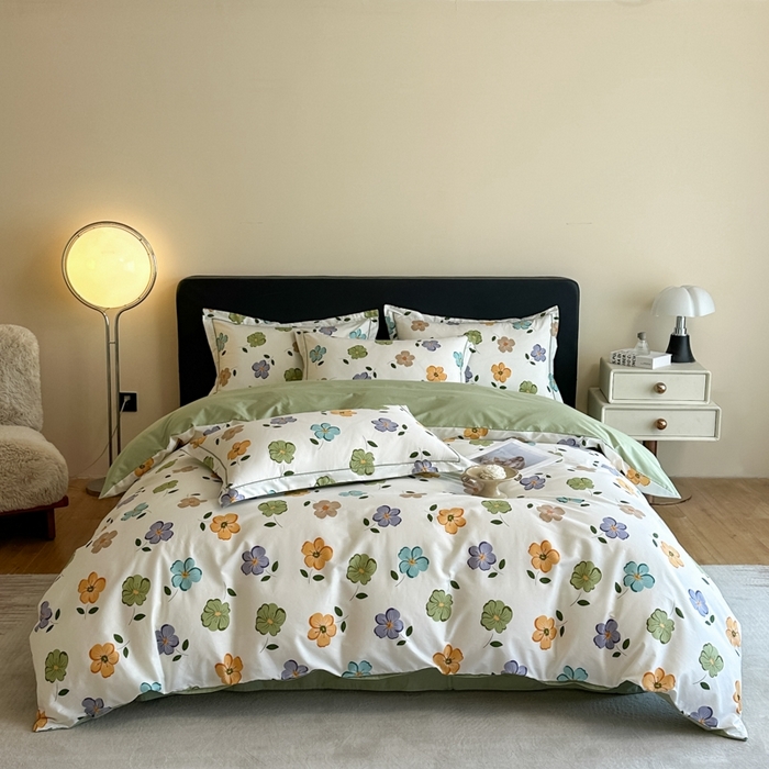 91家纺网 家纺一手货源 找家纺 格里芬家纺 2025新款全棉四件套13376纯棉印花四件套 心随花开