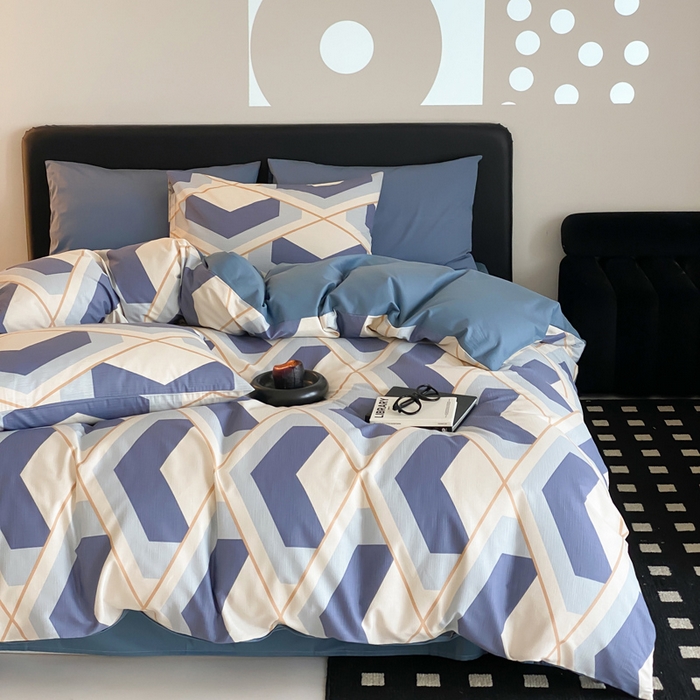 91家纺网 家纺一手货源 找家纺 帅露 2025开春新品全棉喷气13070小清新印花纯棉全棉四件套 克洛伊