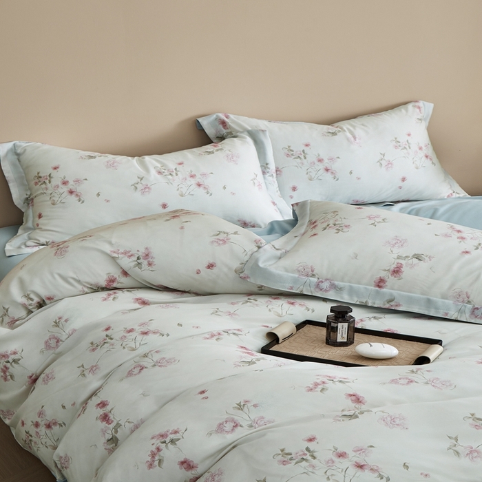 91家纺网 家纺一手货源 找家纺 顾家家居 2026新款莱塞尔数码印花四件套 捻绣