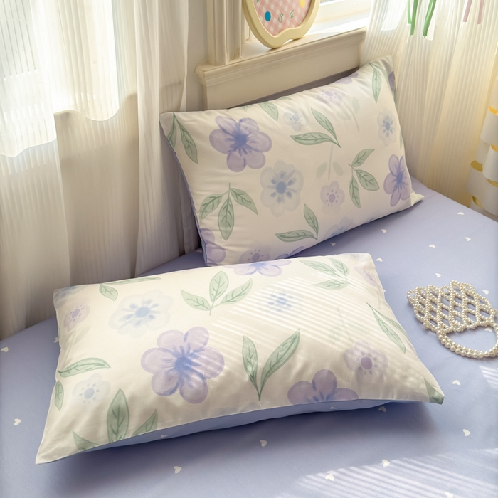 91家纺网 家纺一手货源 找家纺 清雅福 2025全棉13372小清新四件套和单被套早春系列第二批--单枕套 玺园