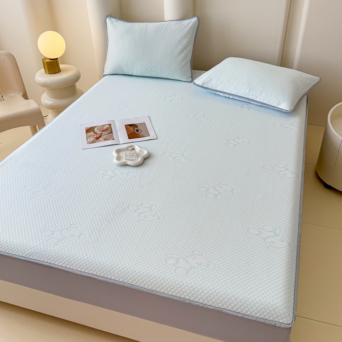 91家纺网 家纺一手货源 找家纺 小萌虎 2025新款冰豆豆凉席 床笠款 深蓝