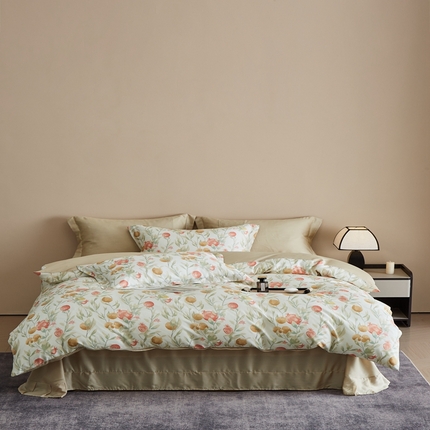 顾家家居 2025新款莱塞尔数码印花四件套 丝丝花语