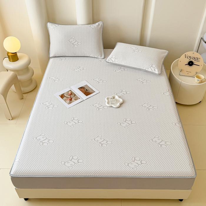 91家纺网 家纺一手货源 找家纺 小萌虎 2025新款冰豆豆凉席 床笠款 咖色