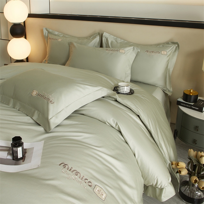 91家纺网 家纺一手货源 找家纺 （总）品乐家纺 2025新款100支双股长绒棉刺绣款四件套-静雅系列