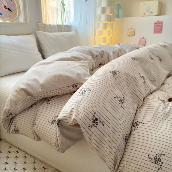 91家纺网 家纺一手货源 找家纺 清雅福 2025全棉13372小清新四件套和单被套早春系列第二批--单被套 醉晚风