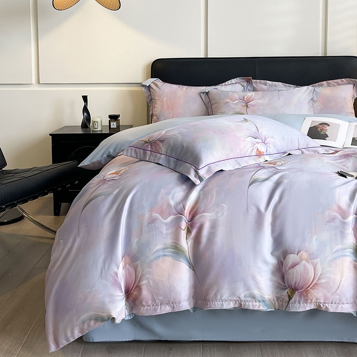 91家纺网 家纺一手货源 找家纺 帛美家纺 2025新款40S莱赛尔天丝棉数码印花四件套 幻彩锦