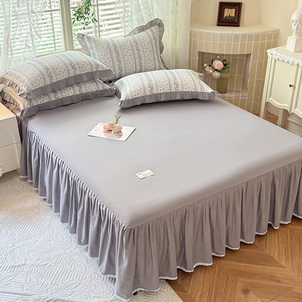 91家纺网 家纺一手货源 找家纺 （总）美达家纺 2025新款全棉纯色单床裙