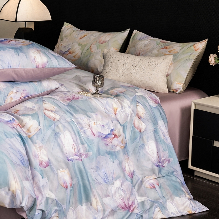 91家纺网 家纺一手货源 找家纺 立奥被业 2025新款60S数码印花四件套四件套 百合紫