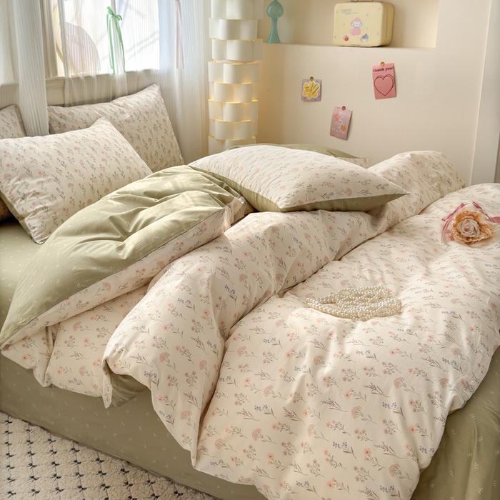 91家纺网 家纺一手货源 找家纺 清雅福 2025全棉13372小清新四件套和单被套早春系列第二批--单枕套 梦回浅溪