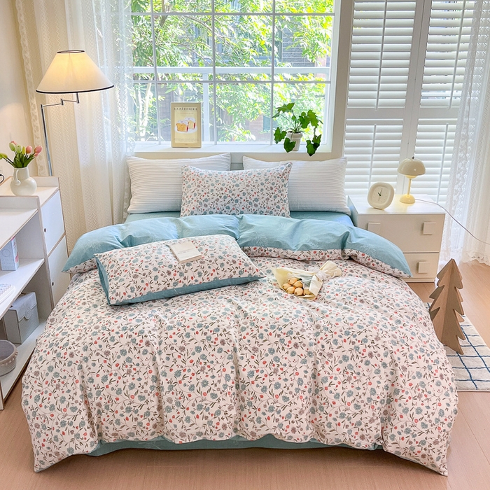 91家纺网 家纺一手货源 找家纺 清雅福 2025全棉13372小清新四件套和单被套早春系列第二批--四件套 西雅图