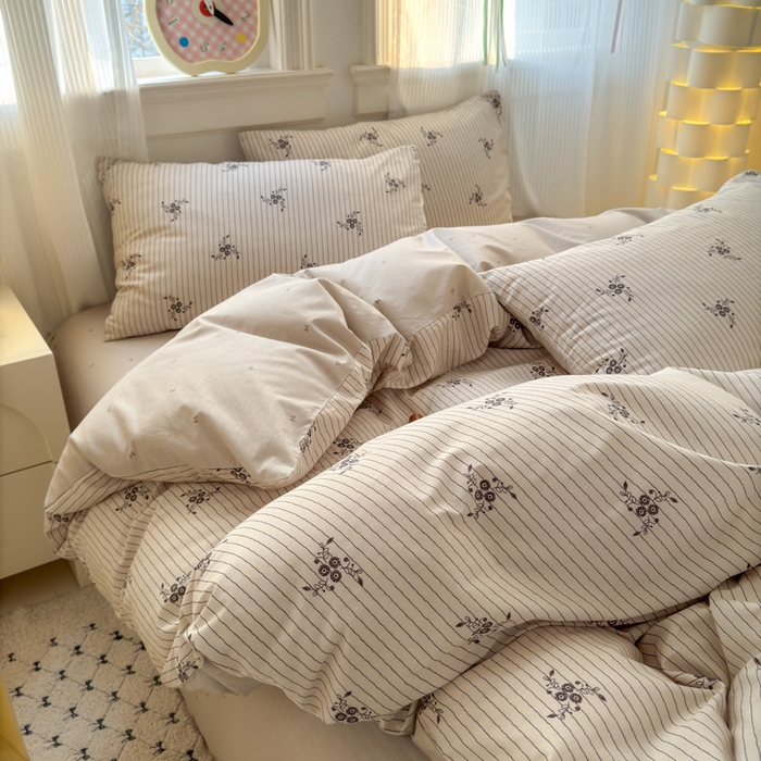 91家纺网 家纺一手货源 找家纺 清雅福 2025全棉13372小清新四件套和单被套早春系列第二批--四件套 醉晚风