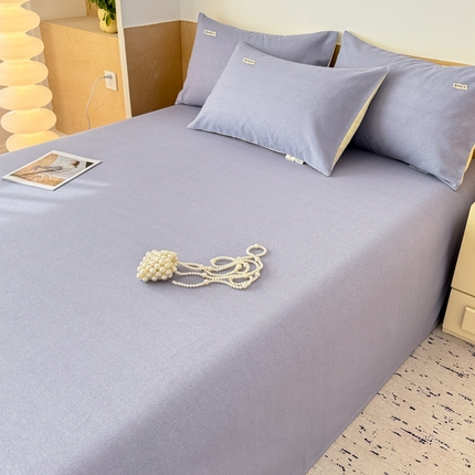 91家纺网 家纺一手货源 找家纺 眠博士2025新款全棉老粗布床单 老粗布床单-月光中蓝