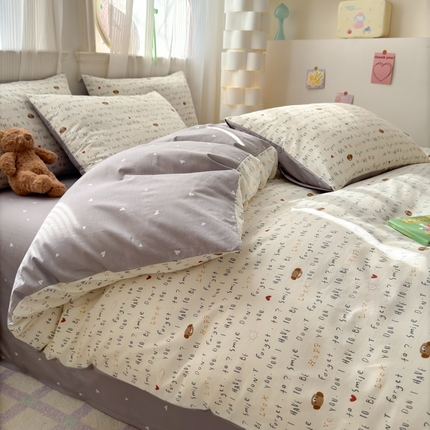 清雅福 2025全棉13372小清新四件套和单被套早春系列第二批--四件套 甜心奶泡