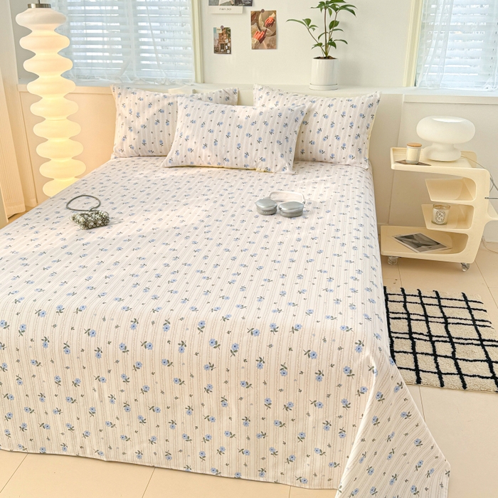 91家纺网 家纺一手货源 找家纺 眠博士2025新款全棉老粗布床单 老粗布床单-小兰花