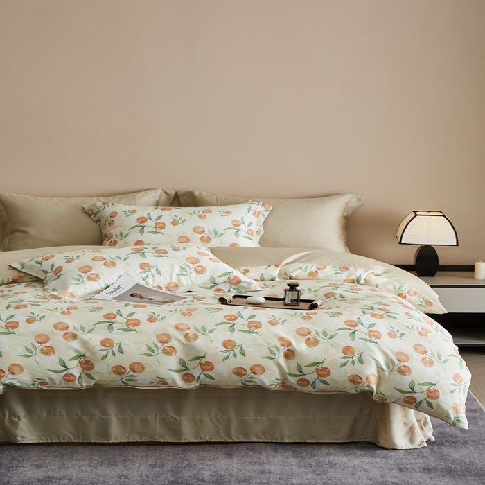 91家纺网 家纺一手货源 找家纺 顾家家居 2025新款莱塞尔数码印花四件套 茉妍