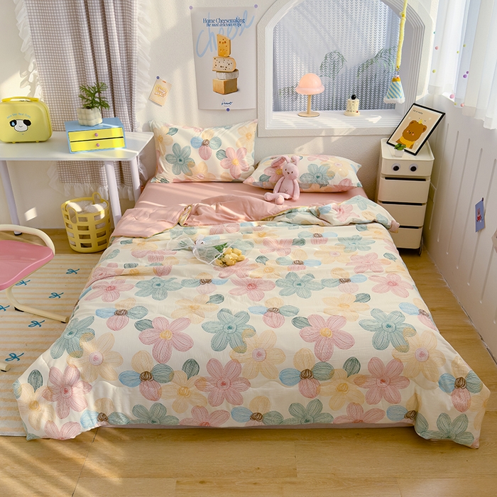 91家纺网 家纺一手货源 找家纺 老帅2025A类水洗双层纱夏被夏凉被空调被被芯直播爆款（有买家秀）花期