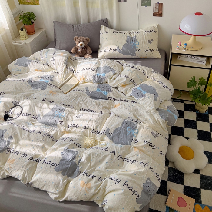 91家纺网 家纺一手货源 找家纺 仟人梦 2025新款水洗棉印花四件套 追喵日记