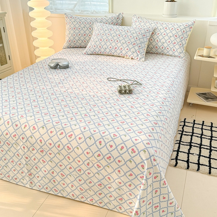 91家纺网 家纺一手货源 找家纺 眠博士2025新款全棉老粗布床单 老粗布床单-红玫瑰