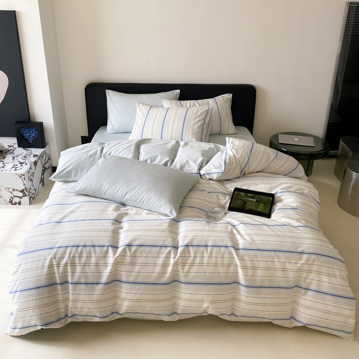 91家纺网 家纺一手货源 找家纺 帅露 2025开春新品全棉喷气13070小清新印花纯棉全棉四件套 海盐柚子