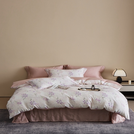 91家纺网 家纺一手货源 找家纺 顾家家居 2025新款莱塞尔数码印花四件套 茹伊