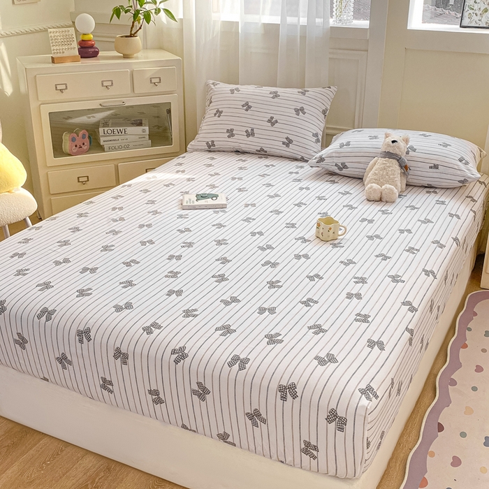 91家纺网 家纺一手货源 找家纺 芷凡家纺 2025新款水洗云朵棉印花床笠 蝴蝶梦