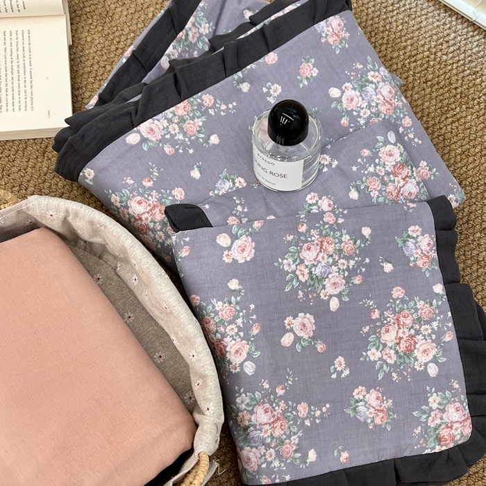 91家纺网 家纺一手货源 找家纺 荣轩 2024新款全棉印花双层纱四件套 皱皱纱花边款 知鸢