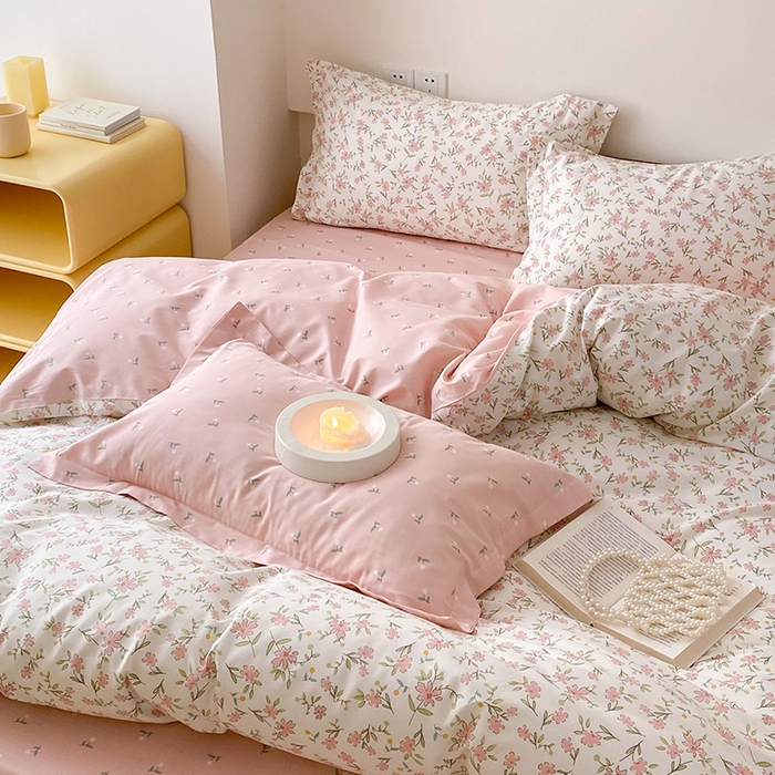 91家纺网 家纺一手货源 找家纺 帅露 2025开春新品全棉喷气13070小清新印花纯棉全棉四件套 点点