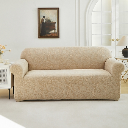 91家纺网 家纺一手货源 找家纺 逐日沙发套 2025新款提花绒沙发套-古罗 卡其