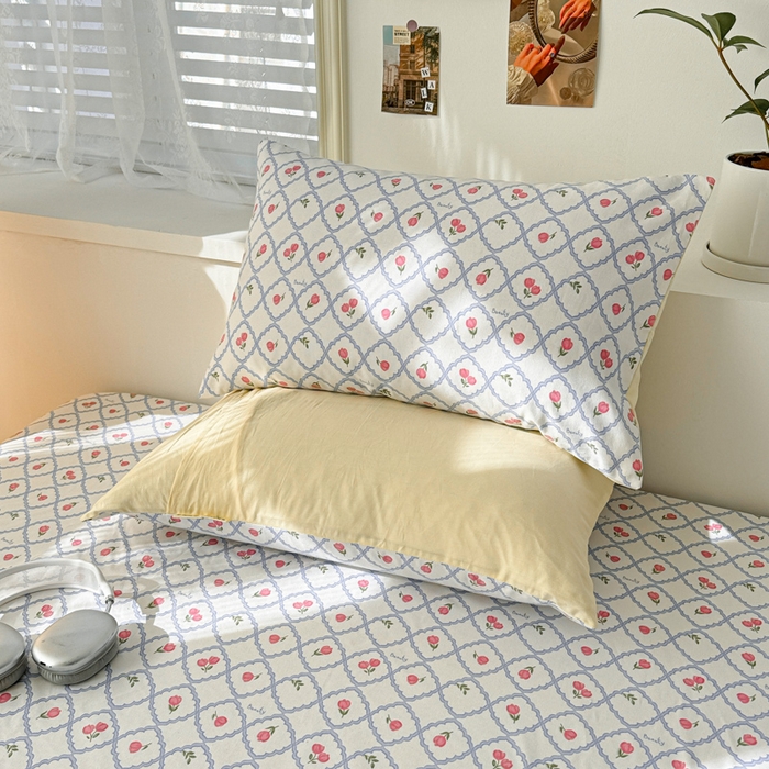 91家纺网 家纺一手货源 找家纺 眠博士2025新款全棉老粗布枕套 老粗布枕套-红玫瑰