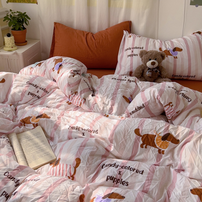 91家纺网 家纺一手货源 找家纺 仟人梦 2025新款水洗棉印花四件套 卡其诺