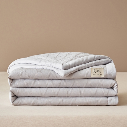 91家纺网 家纺一手货源 找家纺 一加一家纺2025新款双层泡泡纱菱形提花大豆夏被被子被芯 菱形提花-冰紫色