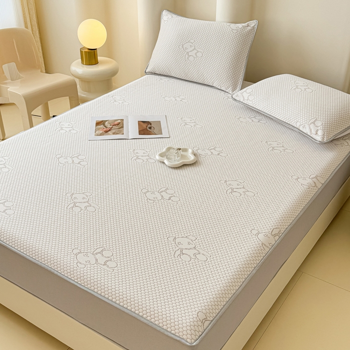 91家纺网 家纺一手货源 找家纺 小萌虎 2025新款冰豆豆凉席 床笠款 咖色