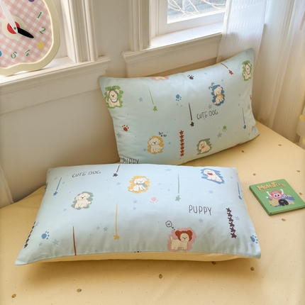 清雅福 2025全棉13372小清新四件套和单被套早春系列第二批--单枕套 旺柴犬·蓝