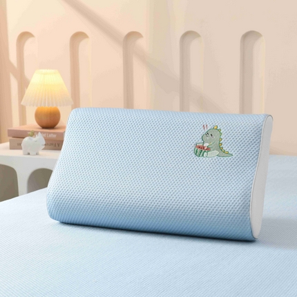 小猫派 2025新款夏季儿童乳胶枕套凉感豆豆乳胶枕套 单枕套–蓝色恐龙