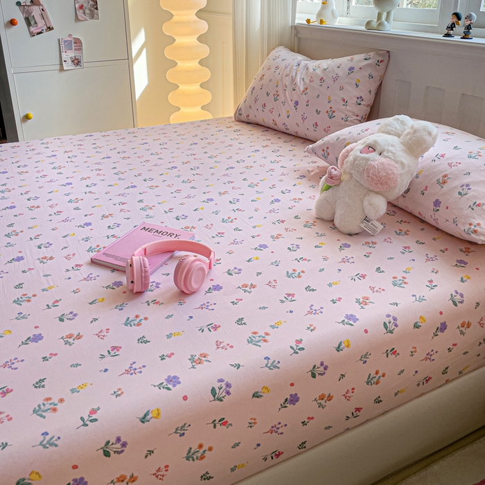 91家纺网 家纺一手货源 找家纺 仟人梦2025新款水洗棉印花床笠 香奈花语