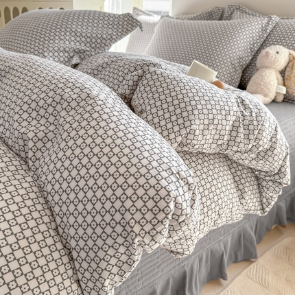 91家纺网 家纺一手货源 找家纺 （总）富之航家纺 2025直播爆款公主风针织棉床盖四件套