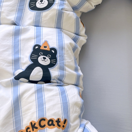 91家纺网 家纺一手货源 找家纺 N先生+V 13814689556 发大图/买家秀 2025新款ins博主风超柔印花卡通水洗棉系列 小黑猫