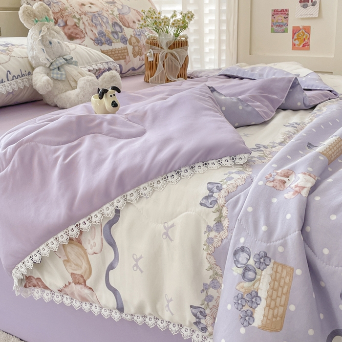 91家纺网 家纺一手货源 找家纺 老帅的工厂店 2025新款A类印花洛丽塔夏被（提供买家秀） 小狗茶话会