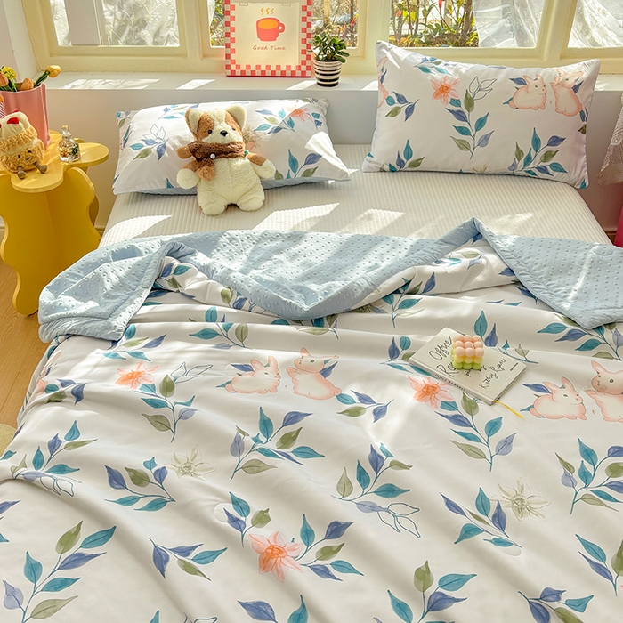 91家纺网 家纺一手货源 找家纺 恒畅 2025新款A类水洗棉印花豆豆被抗菌夏被夏凉被空调被 一见倾心