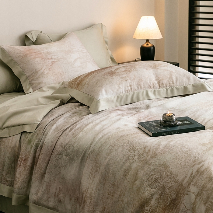 91家纺网 家纺一手货源 找家纺 立奥被业 2025年新款100%莱赛尔夏被莱赛尔夏被四件套天丝夏凉被 墨屿-绿