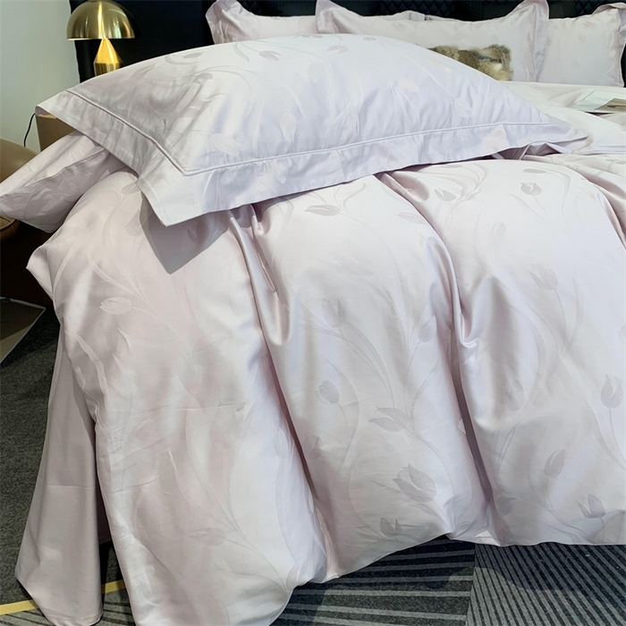 91家纺网 家纺一手货源 找家纺 莱豫 2025新款100支新疆阿克苏长绒棉提花四件套 郁金香紫